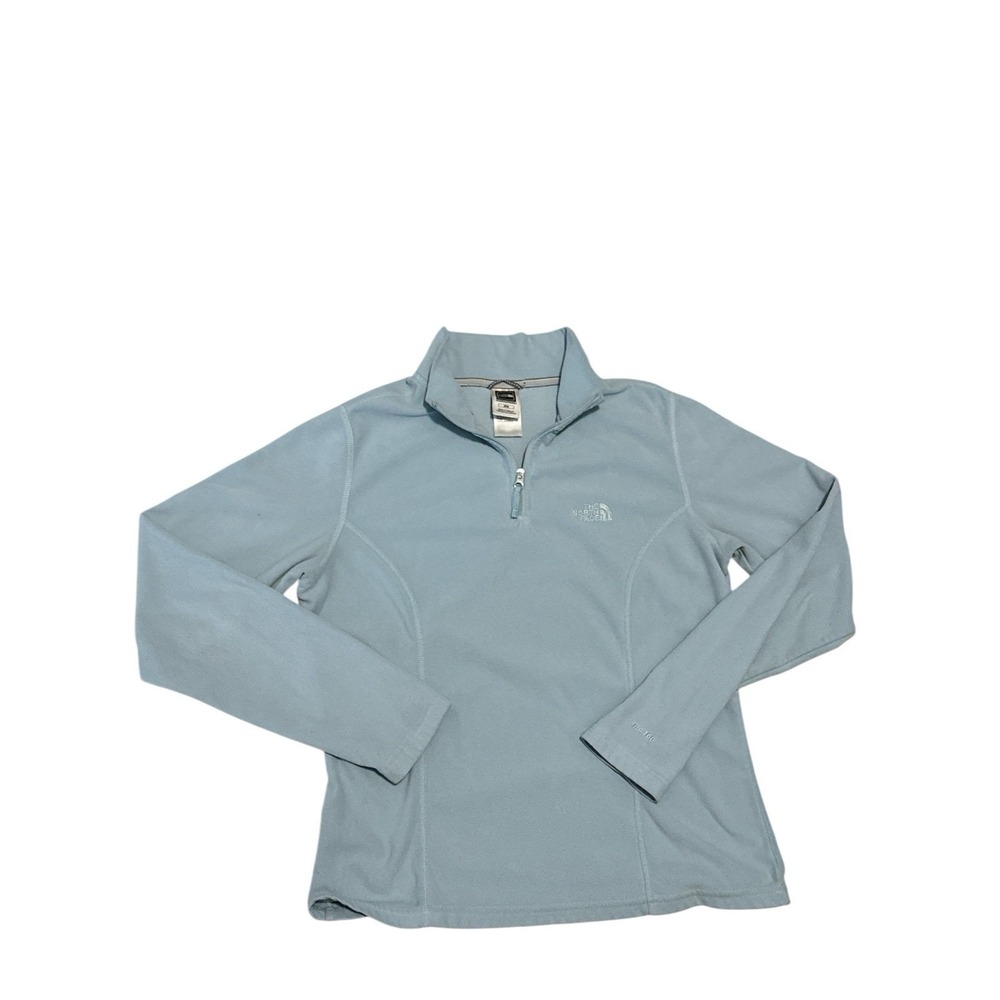 The North Face Women's Lt Blue Quarter Zip Long Sleeve Pullover Size M 100%Poly